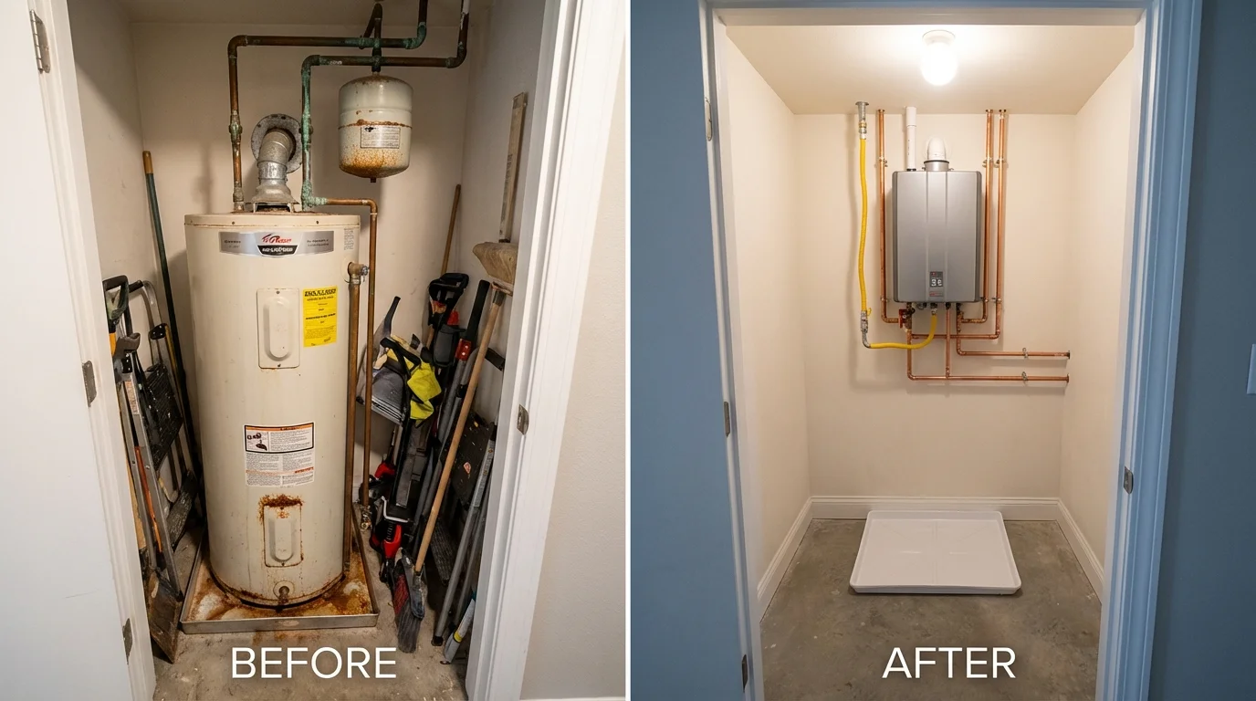 Tank water heater versus wall-mounted tankless unit comparison for Galena, IL homeowners